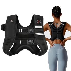 VBSD Weighted Vest 16Lb for Women Men Black w/Reflective Stripes